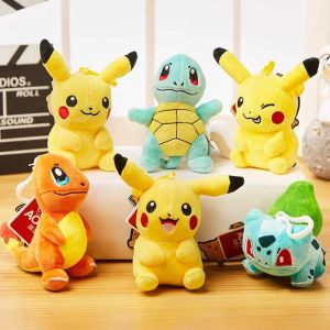 Takara Tomy | 10cm Pokemon Pikachu Plush Pendant Charmander Bulbasaur Squirtle Plush Dolls Keychain Backpack Pendant Boys Birthday Gifts