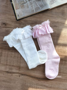 ถุงเท้าเด็กผู้หญิงถักลูกไม้ยาวถึงเข่าบางฤดูใบไม้ผลิและฤดูร้อนผ้าฝ้ายผสมไนลอนและยืดหยุ่นสำหรับเด็กอายุ 0-16 ปี