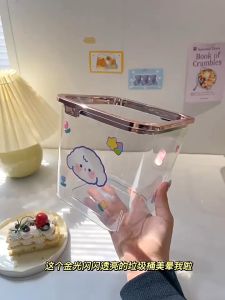 Thùng Rác Để Bàn Trong Suốt Họa Tiết Hoạt Hình Dễ Thương