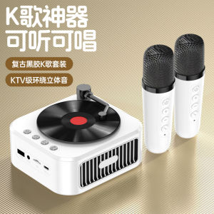 Portable Retro CD Player Bluetooth Speaker Childrens Gift Karaoke Singing High Quality Sound with Microphone Audio Equipment