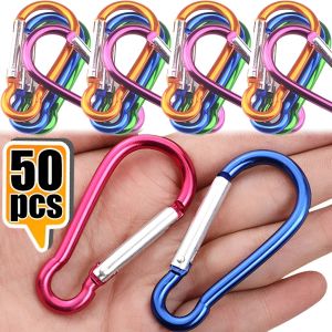 50PCS Mini Carabiner Keychain Alluminum Alloy D-ring Buckle Spring Carabiner Snap Hook Clip Keychain Outdoor Camping Daily Use