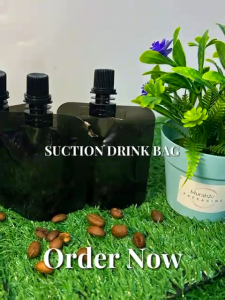 50pcs Black Suction Drink Bag / Beg Minuman Spout Pouch Suction Drink /Spout Pouch Boba Tea Drinking Bag Juice