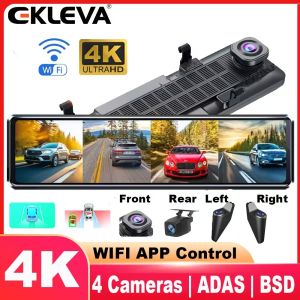 Ekleva 4 kênh Dash Cam 11.26 inch 4K WIFI gương chiếu hậu 4 Máy Ảnh Đầu ghi Video DVR cho xe hơi ADAS BSD nhìn trong đêm 24h đậu xe