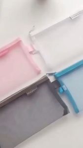 Murah Banget - Kotak Pensil Transparan Jaring / Tempat Pensil Resleting Besar