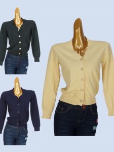 เสื้อคาร์ดิแกนถักแขนยาวทรงเข้ารูปคอวี เสื้อคลุมกันหนาวผู้หญิง ฤดูใบไม้ร่วง 2023 เส้นใยไตรอะซิเตท