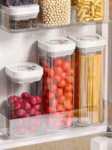 One Touch Food Storage ContainerAirtight Storage Box With Build In Space To Keep Desiccant Kitchen Pantry Organizers