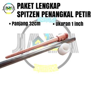 Paket Lengkap Penangkal Anti Petir Untuk Rumah Tombak Spitzen  1inch TB 32cm