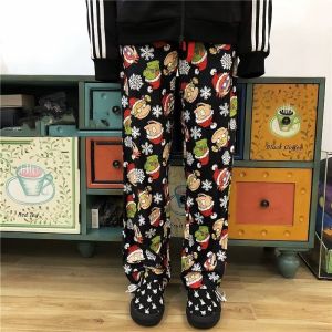 กางเกงขายาวทรงตรงลำลองสไตล์อเมริกันสำหรับผู้ชาย ทรงหลวม ลายการ์ตูน ฤดูใบไม้ผลิและฤดูใบไม้ร่วง