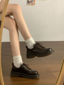 Brown Thick Bottom Heightening Lace-Up Martin Boots Womens Fashionable Retro British Style Flat Heels Casual Shoes