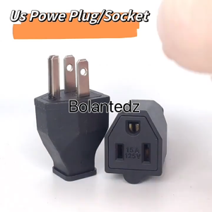 CHENJ 1 2PCS USA Triprong Power Outlet Wiring Electrical Receptacle AC Socket Plug Black 125V 15A US Female Male Connector