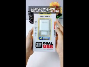 WELLCOMM TRAVEL 30W Charger Batok Casan Welcom Dual USB Type C Fast Charging Original