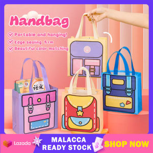 Cartoon Gift Bag Practical Dopamine Color Tote Bag Student Nonwovens Storage Bag Portable School Bag Birthday Gift Tote Bag