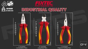 FIXTEC 7" Insulated Combination Pliers – Electrical & Telecommunications | Heavy Duty Durable Hand Tool FHCP207