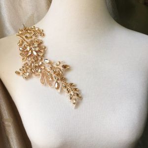 Champagne Glass Heavy Duty Rhinestone Symmetrical Drill Flower DIY Performance Costume Dress Sleeve Decoration Rhinestone Flower