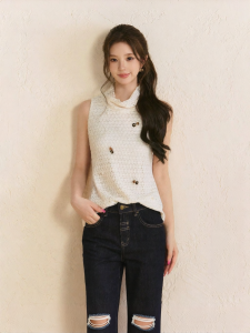 oshea | Áo Knit Eo Cao Không Tay Vintage Elegance