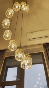 Pendant Lights Luxury Crystal All Copper Chandelier Simple Creative Rotating Long Ceiling Light for Bedroom Living room Hanging Light