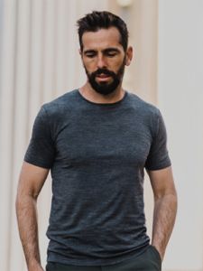 Washable Mens Ultrafine 17.5 Merino Wool Short Sleeve T-shirt 170gsm Double Thread Close Fit Sweat Wicking Quick Dry Outdoor Casual Wear