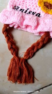 Topi Rajut Kepang Bayi Perempuan Free Bordir