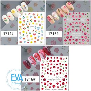Decal Dán Móng Tay 3D Nail Sticker Tráng Trí Móng Hoạ Tiết Bông Hoa Sắc Màu Foloral Flower JO1714 - JO1715 - JO1716