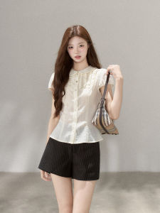 Wildberry | áo nữ Áo Blouse Cổ Peter Pan Phong Cách Pháp