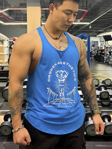 Loose Fit Elastic Cotton Gym Vest for Men Breathable Moisture Wicking No Sleeve Fitness Shirt American Style Large Size Sports T-Shirt