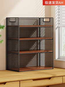 Multi-Layer Desktop Bookshelf Storage Rack Office Desk Organizer Dormitory Study Desk Iron Material Top Placement Book Storage