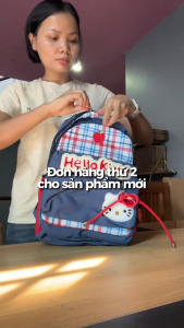 Balo Học Sinh Mèo Hello Kitty Caro Dễ Thương - Cặp Sách Mini Phong Cách Ulzzang Hàn Quốc