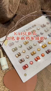 Kaise 20 Colors Golden Autumn Milk Tea Cat Eye Gel Polish Set New Magnetic Gel 20色金秋奶茶猫眼新款美甲店开店甲油胶套装1btl 15ml