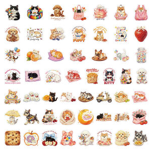 50 PCS Oil Painting Style Cute Cat Dog Pet Stickers Pack Decorate Luggage Storage Box Laptop Scrapbook Non Repeated Decals