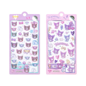 1-2pcs Kawaii Kuromi 3d Relief Crystal Sticker Cute Diy Mobile Phone Decor Sticker Student Hand Account Stickers Stationery