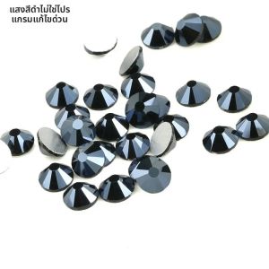 Super Glitter Rhinestones สีดําเงา SS4-SS30 Non HotFix FlatBack Glass Rhinestone ชุดตกแต่ง