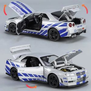 MAINAN MOBIL DIECAST NISSAN GTR R34 1:32 SKALA DENGAN SUARA & LAMPU KOLEKSI PREMIUM HADIAH