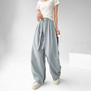 Womens High Waist Wide Leg Pants Spring Autumn Loose Fit Drapey Lazy Style Fashionable Casual Trousers Cotton Blend