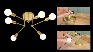 【3 Years Warranty】YHLAMP Nordic Vintage Metal Ceiling Lamp Modern Design Lshaped Chandelier Kitchen for living roomDining Led Household Lamp