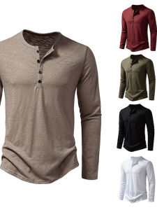 Áo Thun Nam Dài Tay Rộng Rãi Màu Trơn Thường Ngày Mùa Hè 2025 Áo Thun Nam Dài Tay Thường Ngày Màu Trơn Thoải Mái Thoáng Khí