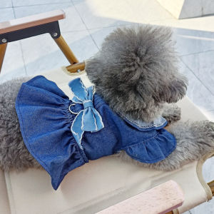 Adorable Dog Dress for Autumn with Leash Ring Cute Butterfly Knot Outfit Two-Legged Clothes New 2025 Pet Fashion PETa Brand