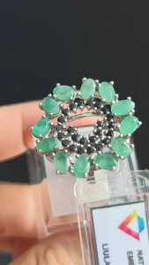 [ Woosilver ]  Nhẫn Đính Đá Xanh Hoa Mandala Cổ Điển - Secondhand - WS806