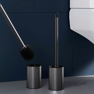 1pcs stainless steel toilet brush thickened base that is not easy to collapse silicone toilet brush head all-round cleaning