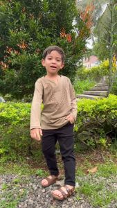 Hooneybee Yasir Coklat - Koko Anak Laki-laki [Size 2-10 Thn] Baju Kaos Muslim