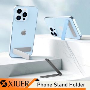 Phone Stand Holder Metal Invisible Phone Holder Foldable Alloy Cellphone Stand Holder Universal Cell Phone Kickstand Self-Adhesive Vertical and Horizontal Stand for Desk Compatible with iPhone 14/13/12/11Samsung Huawei All Smartphones
