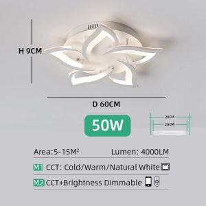 Creative Acrylic flowers LED Ceiling Lamps Bedroom Dining Room Coffee Home Decor Modern Indoor Ceiling Light with Remote Control