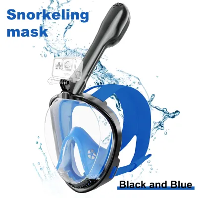 Full Face Snorkel Mask Dry Top 180 Degree Panoramic View Snorkeling Mask Anti-Leak Anti-Fog with Mount For Gopro Sport Camera