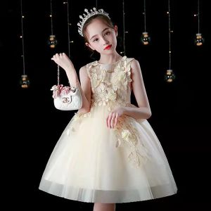 Princess Style Summer Dress Childrens Formal Wear Puffy Skirt Wedding Performance Outfit Girls Clothing Polyester Fiber
