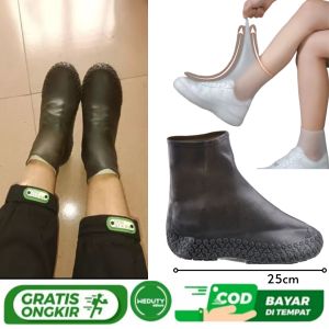 Sarung Cover Sepatu Bots Hujan Kuat Elastis dan Anti Slip Reusebale Rain Cover Shoes Boot size 34-44 Gray