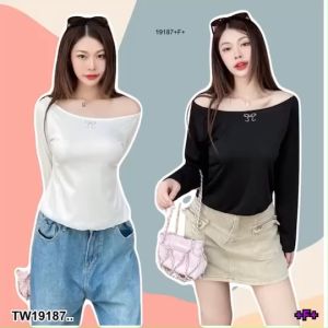 TW19187 เสื้อแขนยาว เปิดหลัง เลื่อมเพชร ลายโบว