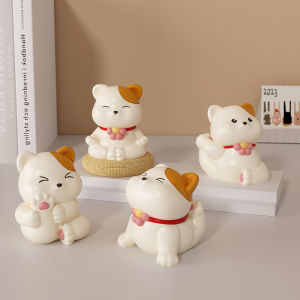 Cute Yoga Cat Desktop Decoration Resin Craft Nordic Style Office Desk Car Decorations Therapeutic Cartoon Gift for Girls
