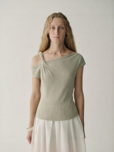 INSIS FEMME | Elegant Knot Shoulder Knit T-shirt