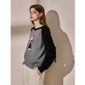 KUHNMARVIN | Áo Sweater Cổ Tròn Đáng Yêu Hình Thú Kawaii Mềm Mại
