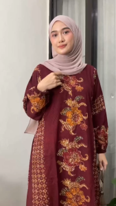 (COD) GAMIS KLOK BABARPINDO BUNGA BATIK CAP