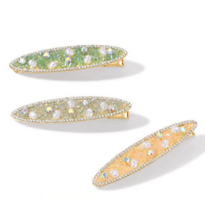 Fairy Pearl Crystal Oval Hair Clip Simple Womens Bang Side Clip Sweet Alloy Hairpin Fashion Korean Style Hair Accessories